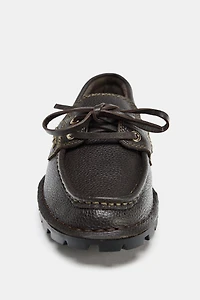 LEATHER LUG SOLE DECK SHOES