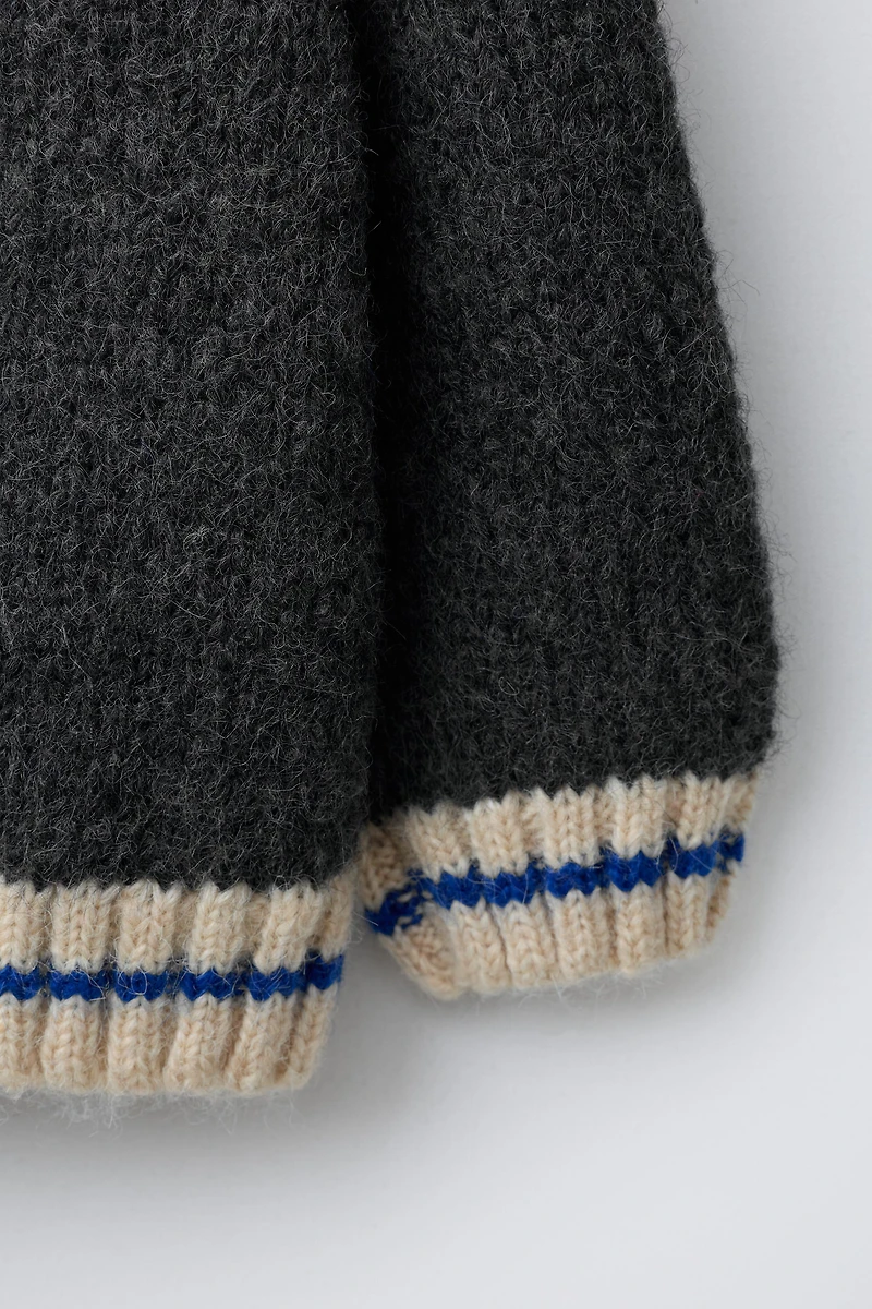 NUMBERED WOOL BLEND CARDIGAN