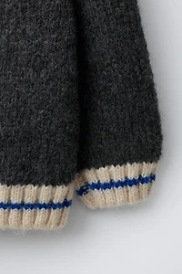 NUMBERED WOOL BLEND CARDIGAN