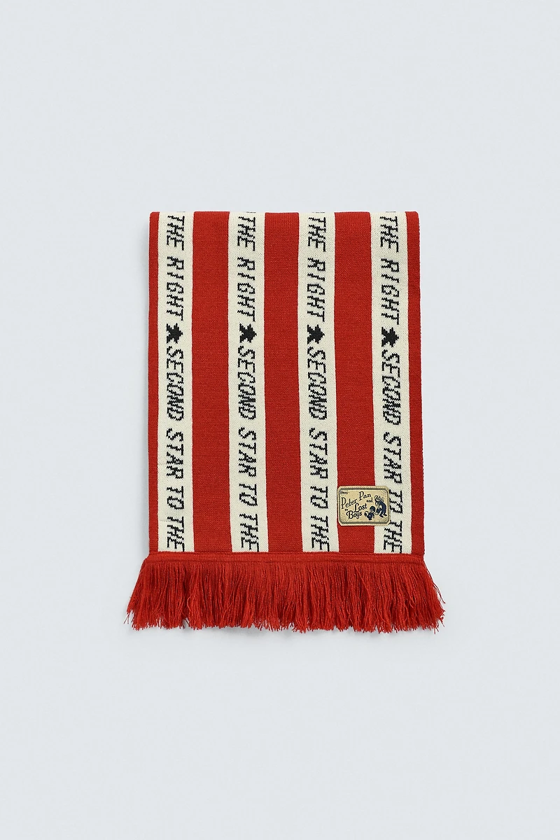 ÉCHARPE À RAYURES TEXTE PETER PAN HARRY LAMBERT FOR ZARA X DISNEY