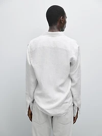 Chemise slim à rayures en lin