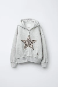 SWEAT ZIPPÉ ÉTOILE ANIMAL PRINT