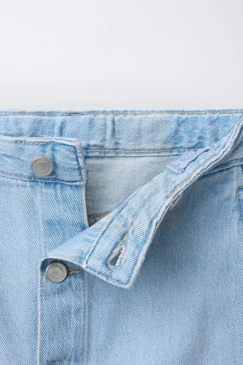 BUTTON-FRONT DENIM MIDI SKIRT