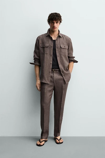 REGULAR FIT 100% LINEN PANTS