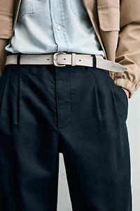 WASHED EFFECT LEATHER BELT