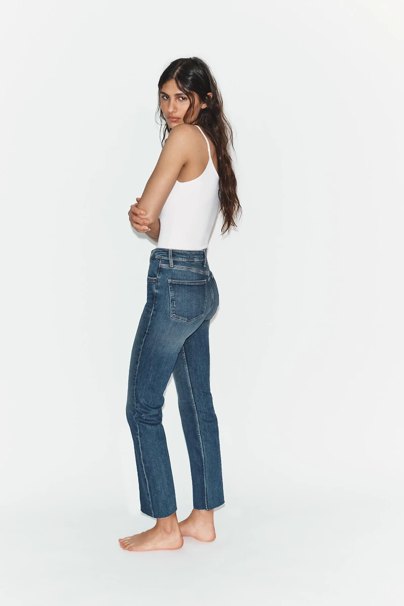 TRF HIGH-WAIST CROPPED FLARE JEANS