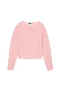 CROPPED FIT LINEN-WOOL BLEND SWEATER