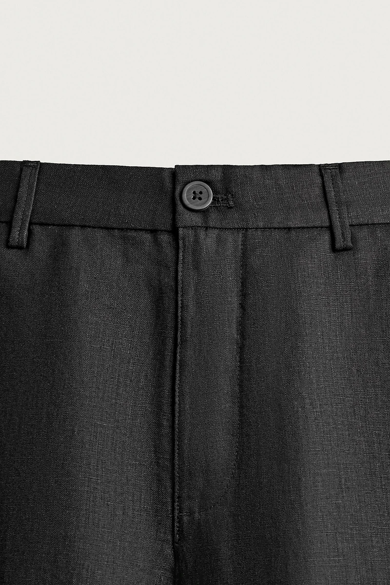 100% LINEN REGULAR FIT SHORTS