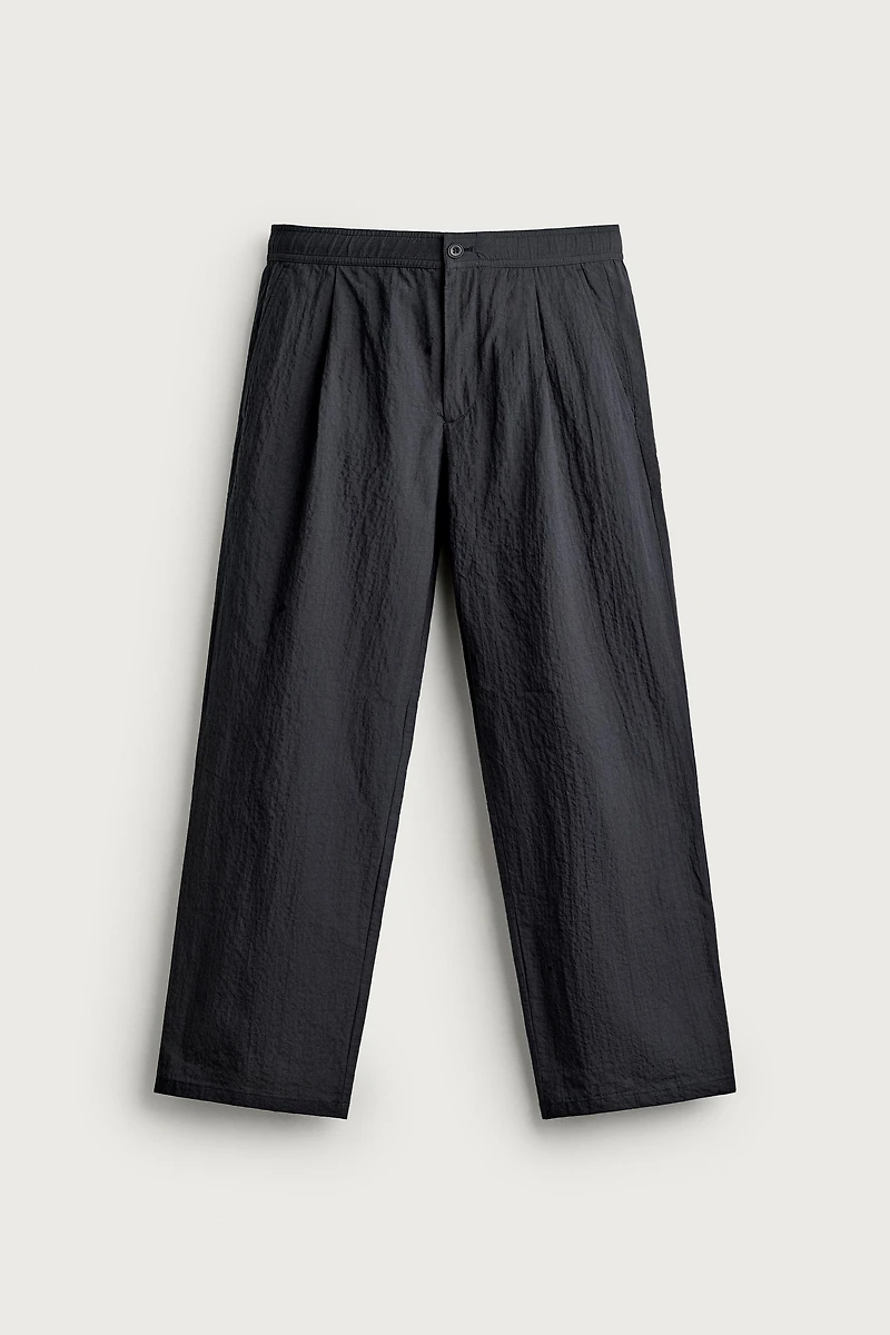 STRAIGHT FIT SEERSUCKER PANTS