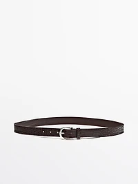 Embossed nappa leather belt