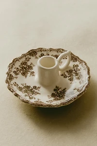 FLORAL EARTHENWARE CANDLEHOLDER