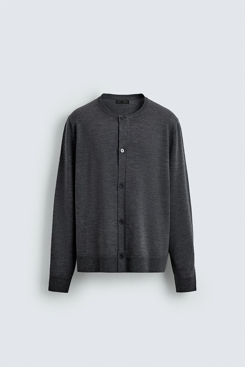 WOOL BLEND REGULAR FIT CARDIGAN