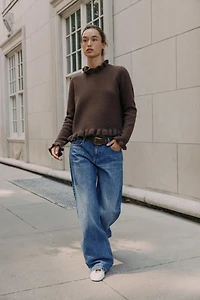 RUFFLED KNIT SWEATER