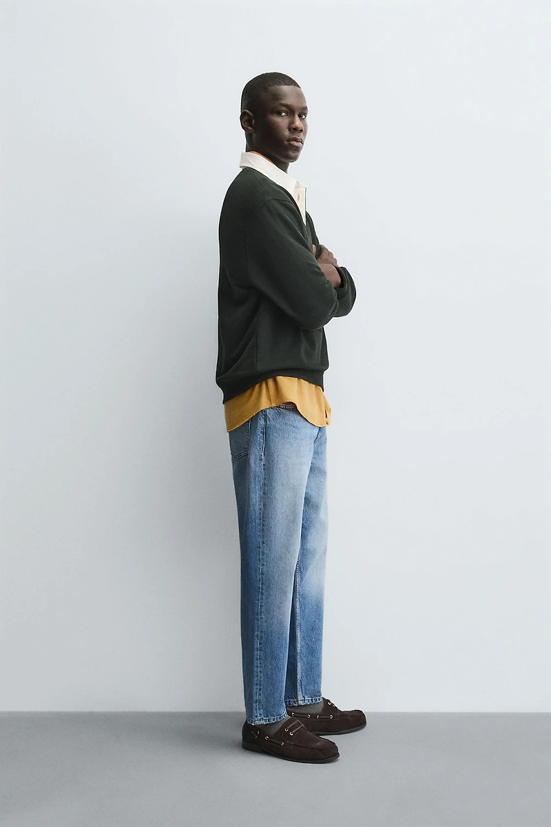 CONTRAST COLLAR POLO SWEATSHIRT