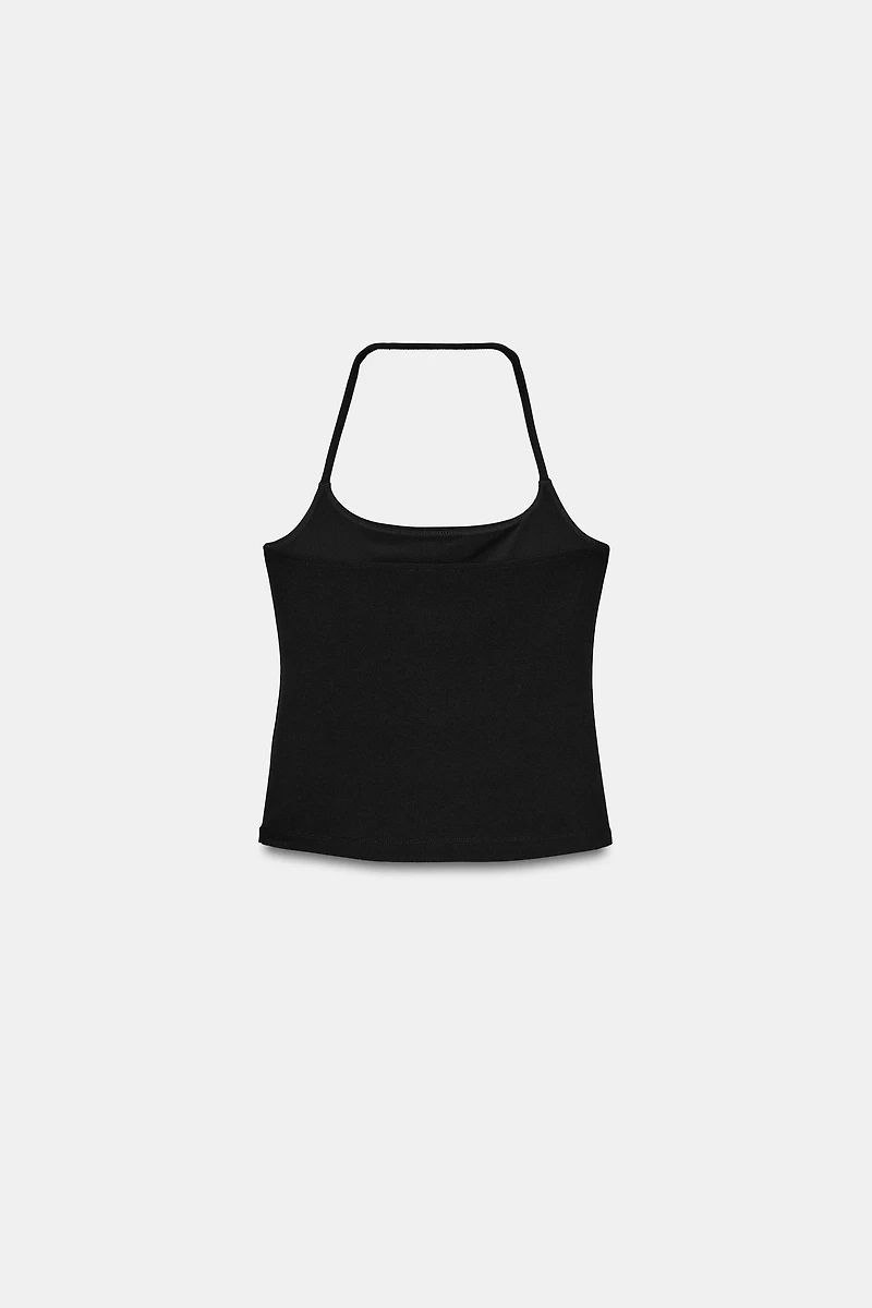STRETCH KNIT HALTER TOP