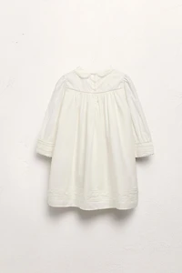 AGES 2-5/ LIMITED EDITION POPLIN DRESS WITH EMBROIDERED FLOWERS