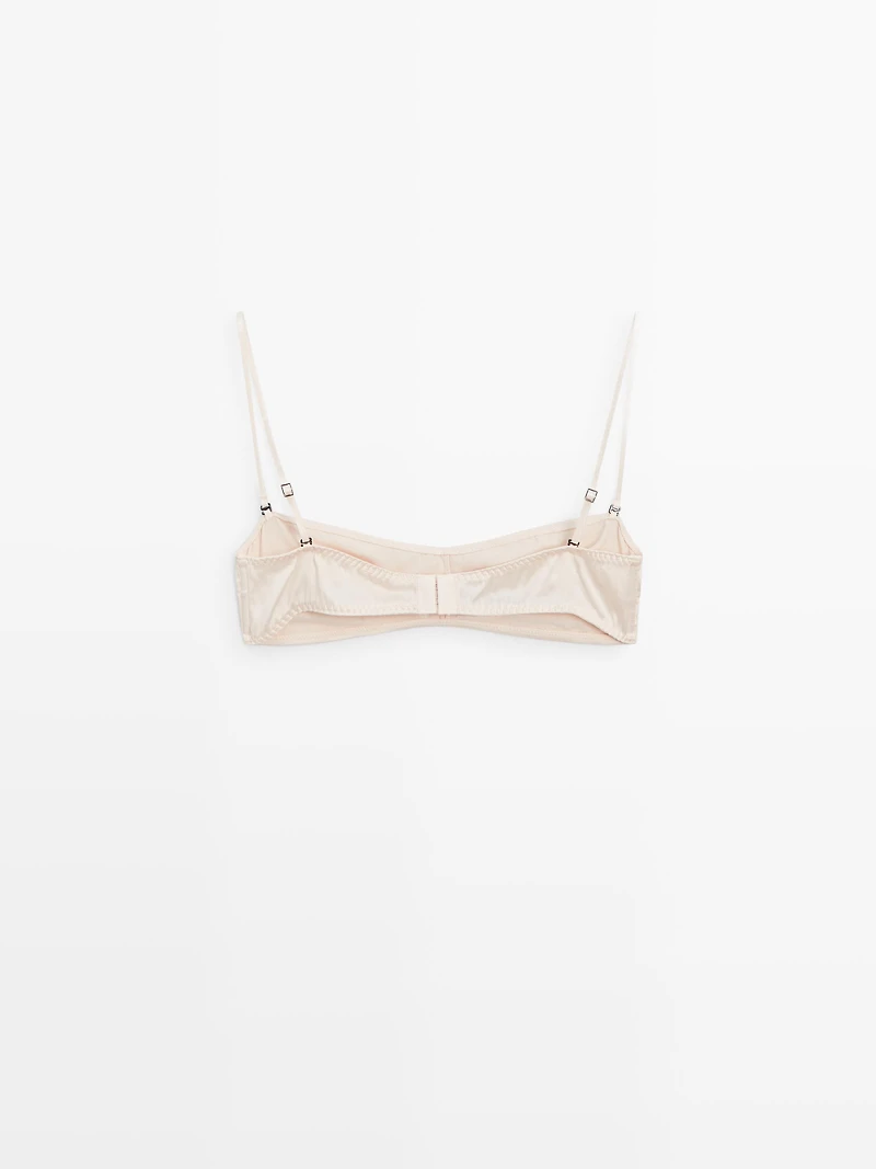 Top bandeau en soie mélangée