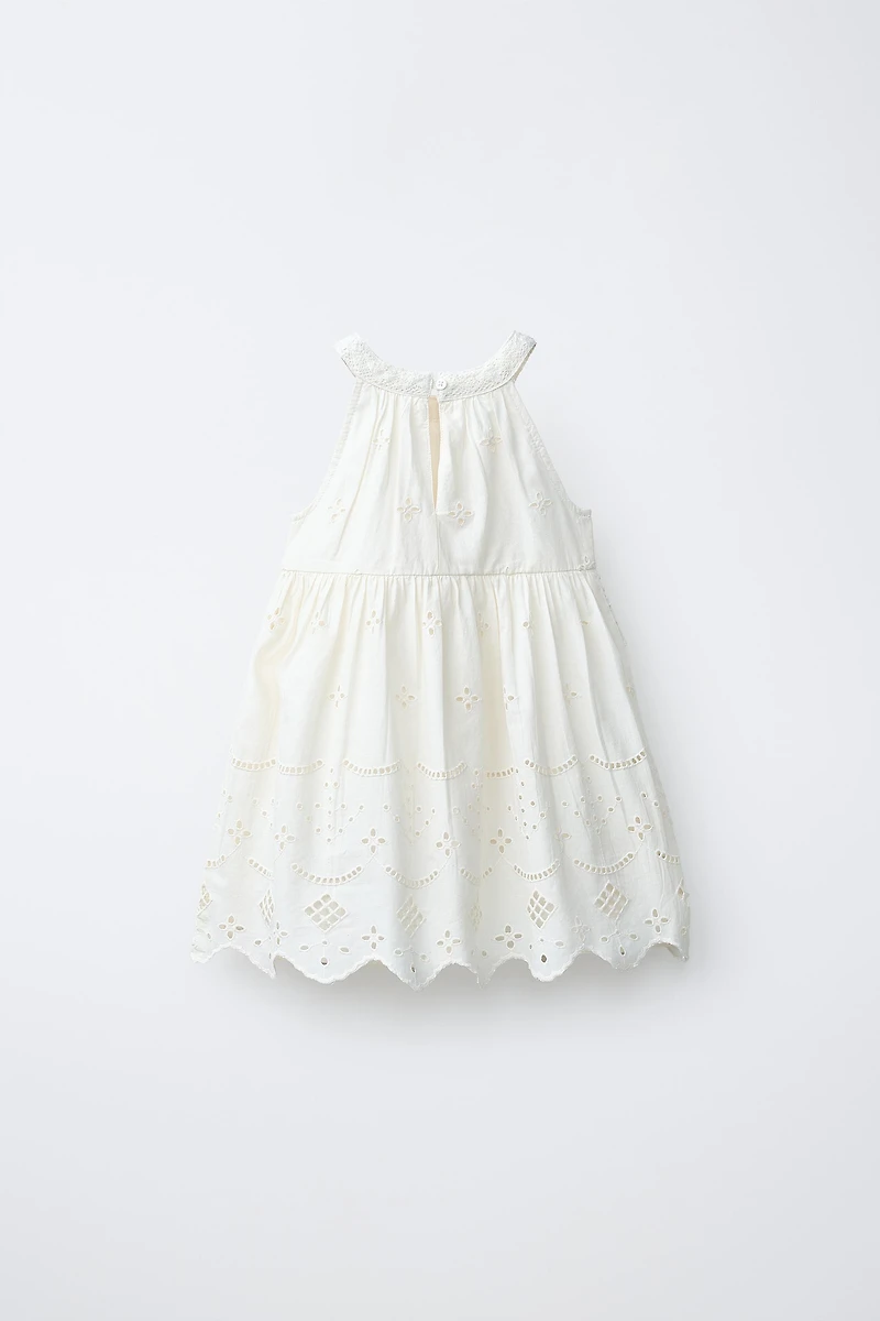 EMBROIDERED HALTER NECK DRESS