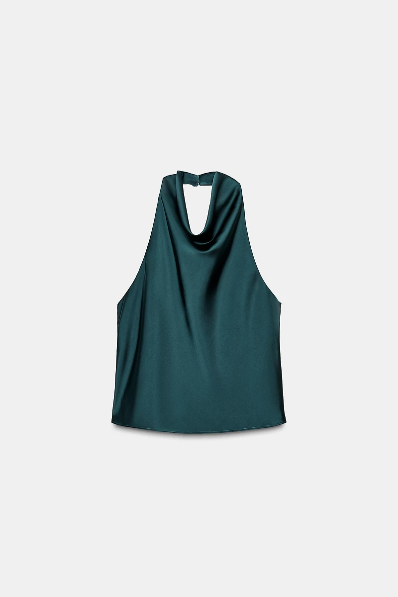 SATIN EFFECT HALTER TOP