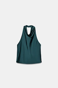 SATIN EFFECT HALTER TOP