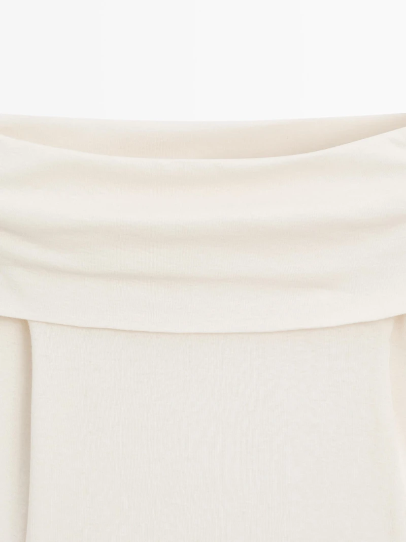 T-shirt col bustier en coton mélangé