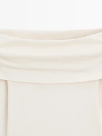 T-shirt col bustier en coton mélangé