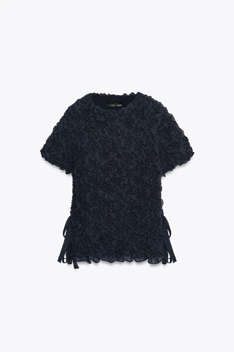 TEXTURED KNIT TIE TOP