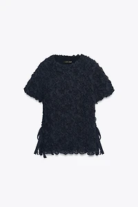 TEXTURED KNIT TIE TOP