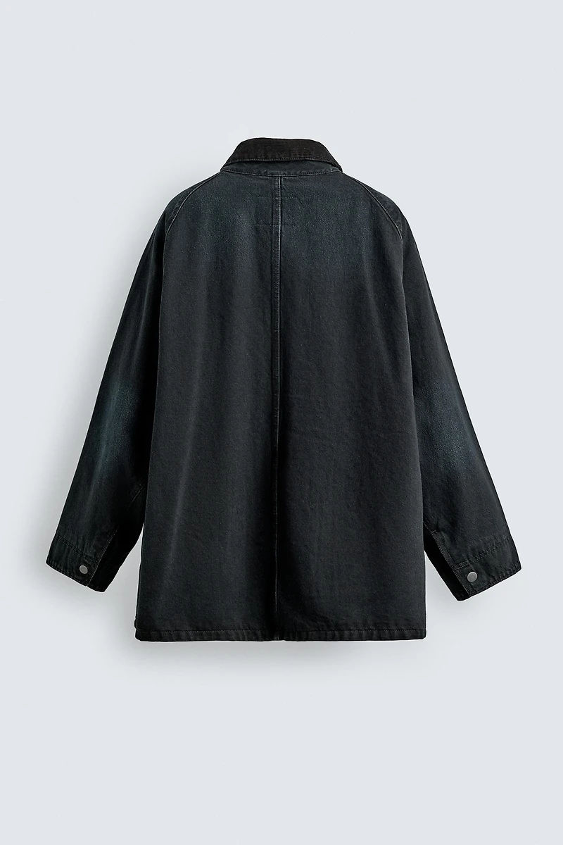 CONTRASTING COLLAR DENIM JACKET