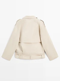Short trench coat with belt detail