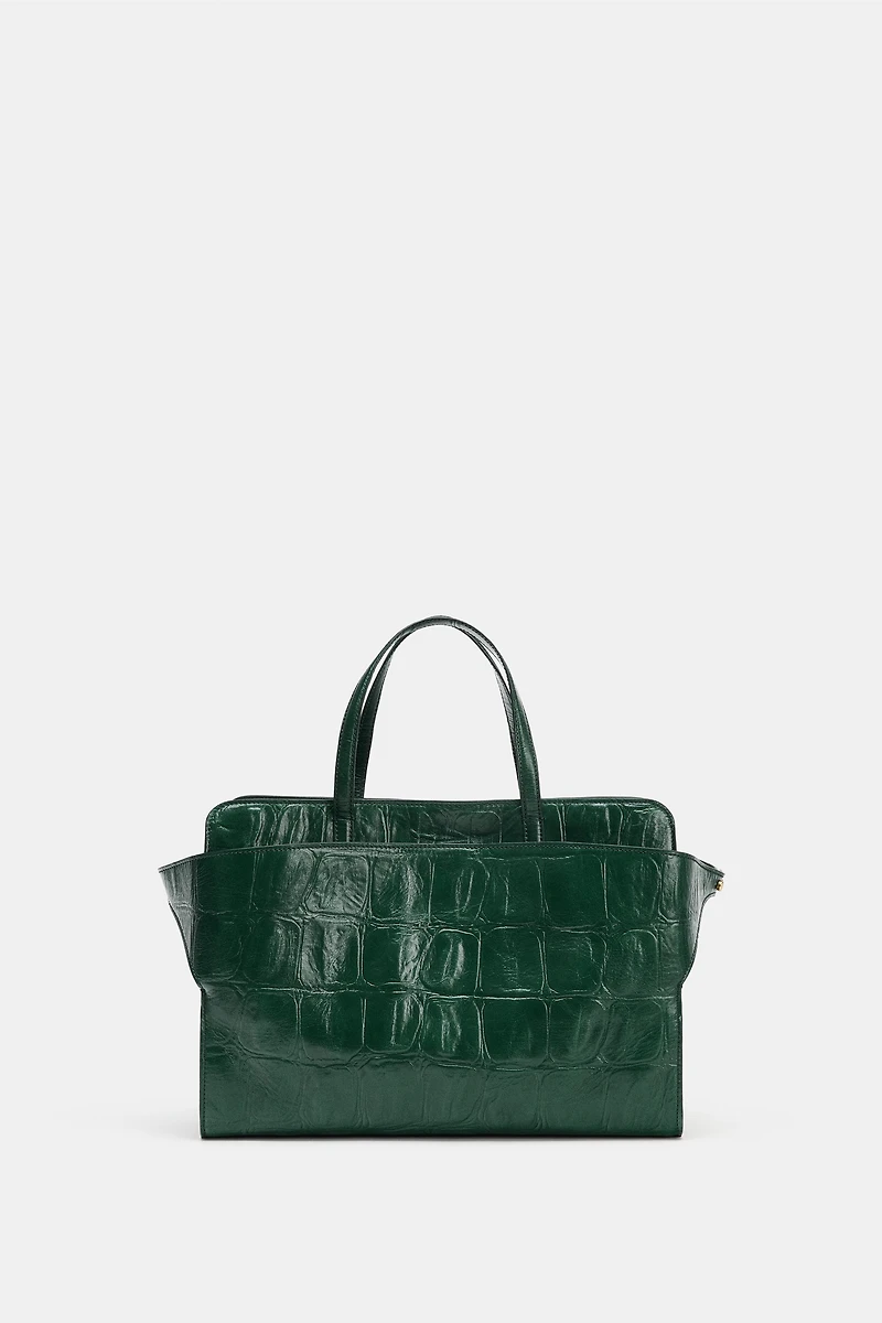 EMBOSSED LEATHER CITY BAG