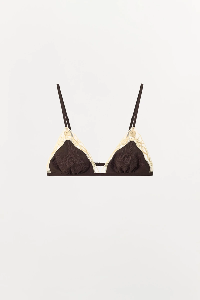 100% VISCOSE EMBROIDERED LACE BRA