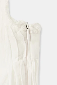 EMBROIDERED RUFFLED CHIFFON TOP
