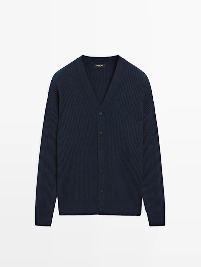 Cardigan à col en V laine mélangée