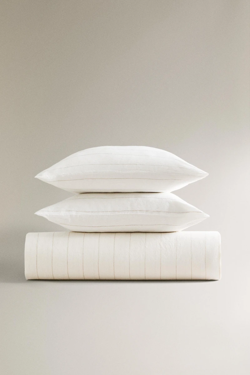 HOUSSE DE COUETTE LIN COTON RAYURES