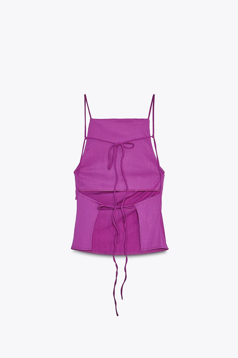 OPEN-BACK PLEATED TOP