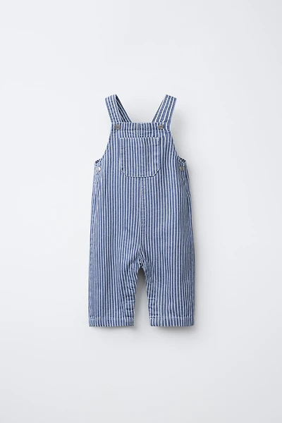 STRIPED TWILL OVERALLS
