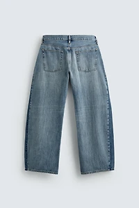 LOOSE BALLOON FIT JEANS WITH CONTRASTING BANDS