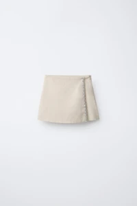 LINEN AND COTTON BLEND JEWEL SKORT