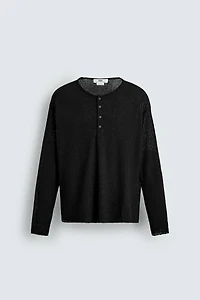 BUTTON NECK KNIT T-SHIRT