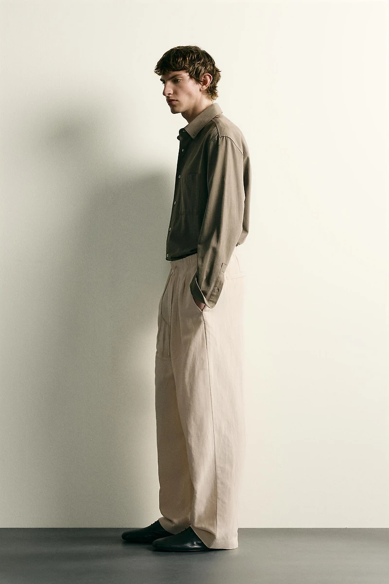 VISCOSE LINEN BLEND RELAXED FIT PANTS