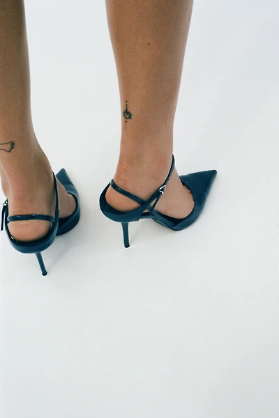 SLINGBACK ANKLE STRAP HEELS