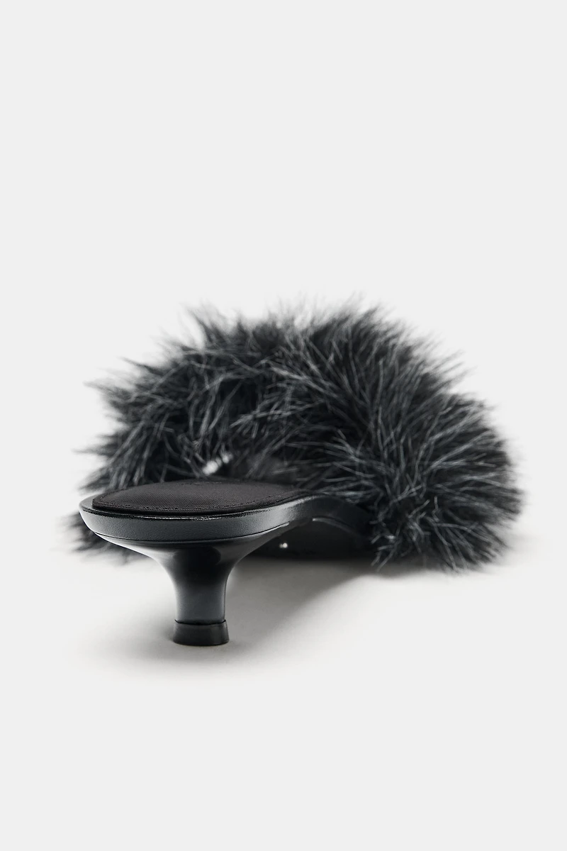 FAUX FUR SANDALS