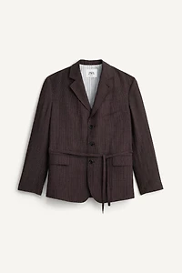 STRIPED VISCOSE - LINEN SUIT JACKET