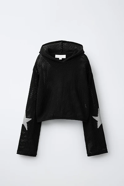 PULL EN MAILLE À CAPUCHE ÉTOILE