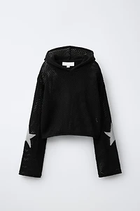 PULL EN MAILLE À CAPUCHE ÉTOILE