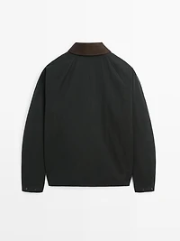 Veste avec col en cuir