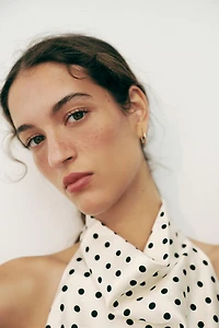 TOP HALTER SATINÉ À IMPRIMÉ ANIMALIER