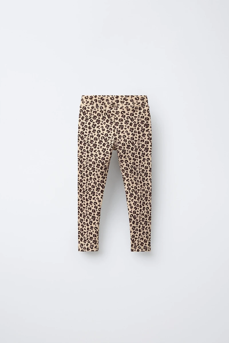 PRINTED RIBBED LEGGINGS