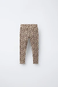 PRINTED RIBBED LEGGINGS